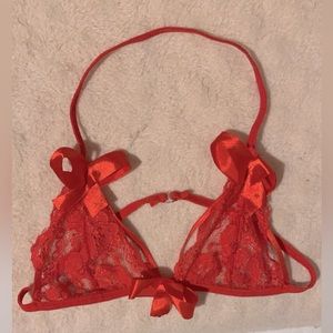 red see through lace lingerie bra